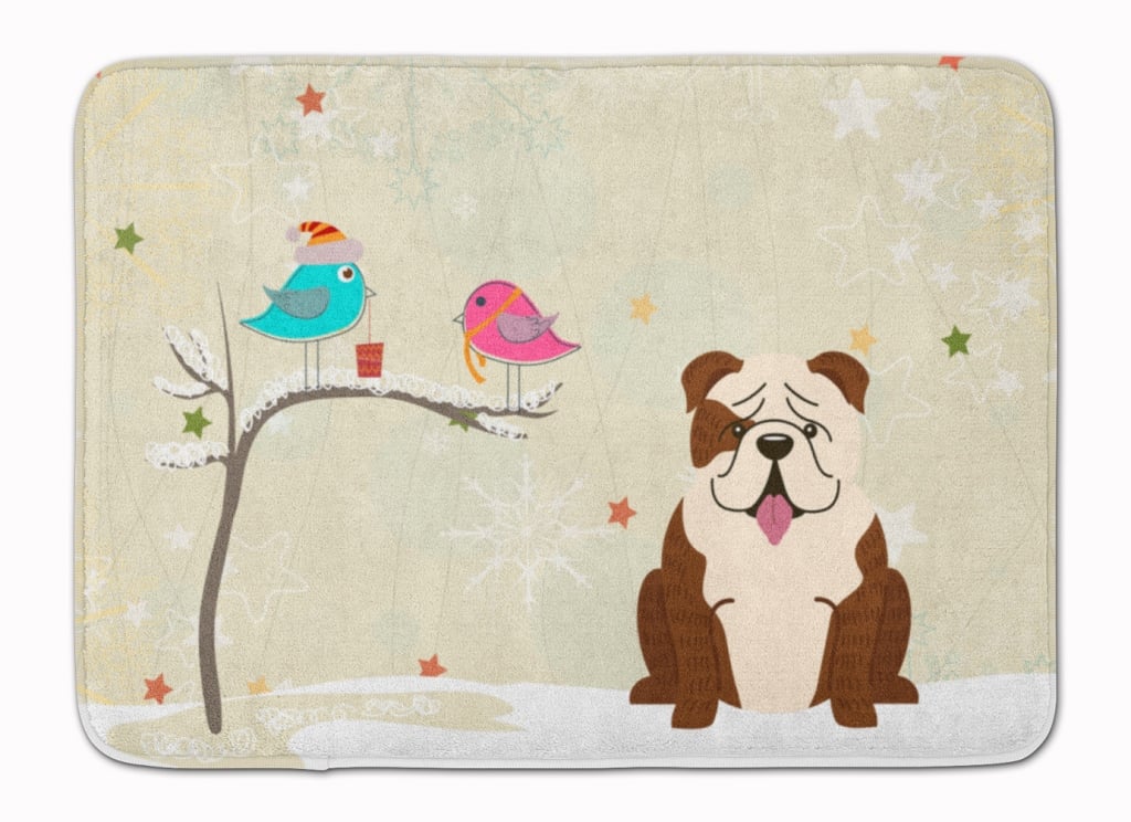 Picture of Carolines Treasures BB2593RUG Christmas English Bulldog Brindle White Machine Washable Memory Foam Mat