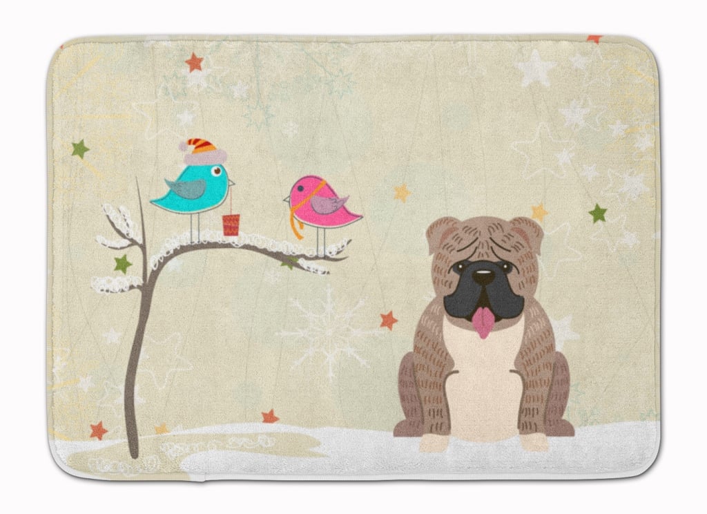 Christmas English Bulldog Grey & Brindle Machine Washable Memory Foam Mat