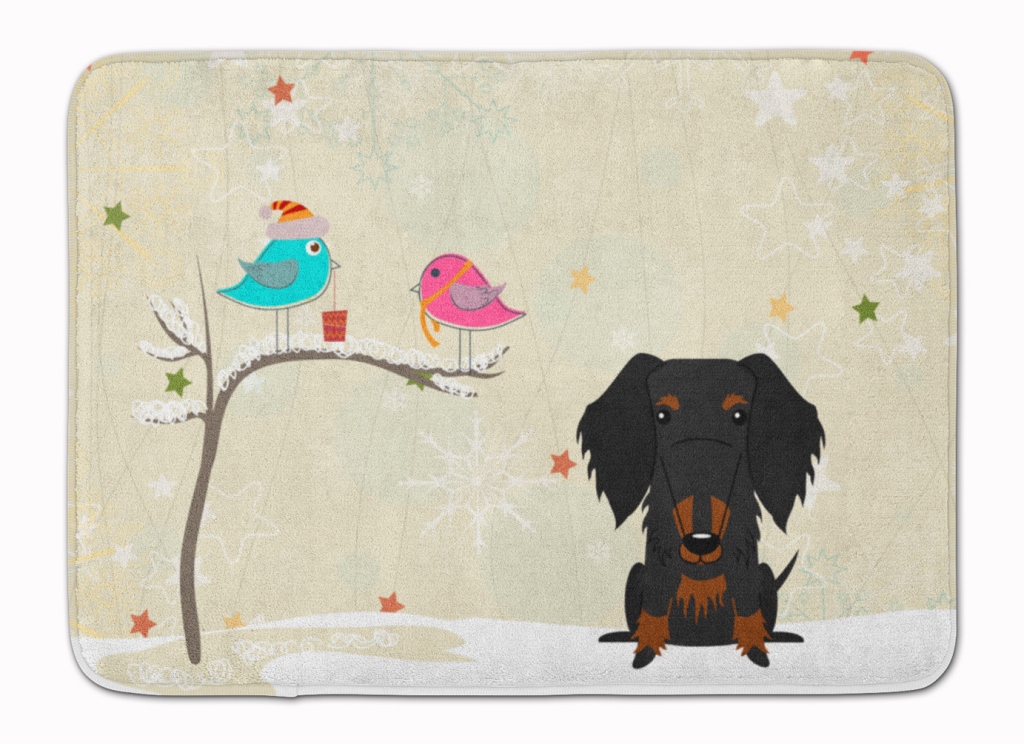 BB2599RUG Christmas Wire Hair Dachshund Black & Tan Machine Washable Memory Foam Mat