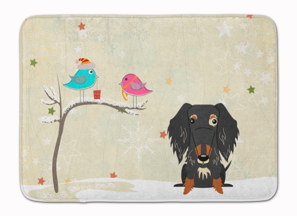 Christmas Wire Haired Dachshund Dapple Machine Washable Memory Foam Mat