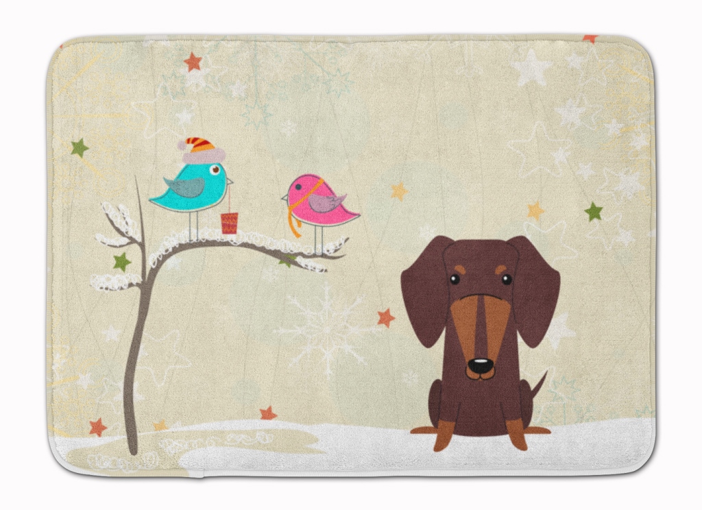 BB2603RUG Christmas Presents Dachshund Chocolate Machine Washable Memory Foam Mat