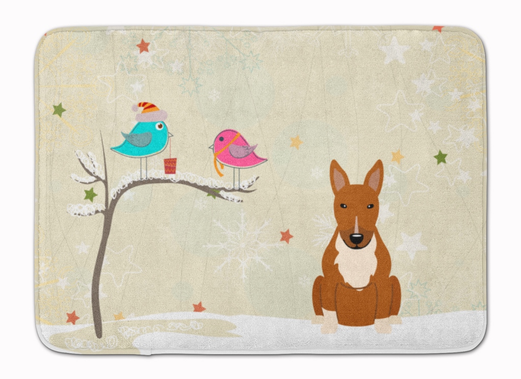 BB2606RUG Christmas Presents Bull Terrier Red Machine Washable Memory Foam Mat
