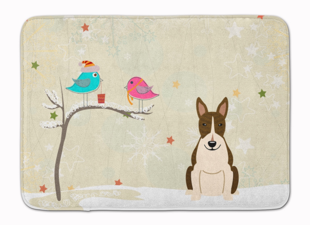BB2608RUG Christmas Bull Terrier Dark Brindle Machine Washable Memory Foam Mat