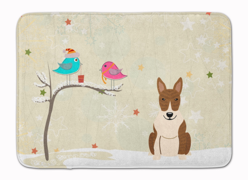BB2609RUG Christmas Presents Bull Terrier Brindle Machine Washable Memory Foam Mat