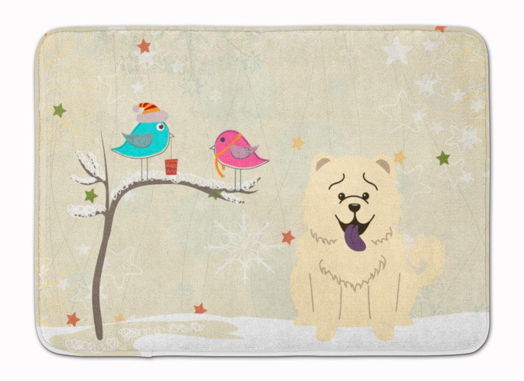 BB2612RUG Christmas Presents Chow Chow White Machine Washable Memory Foam Mat