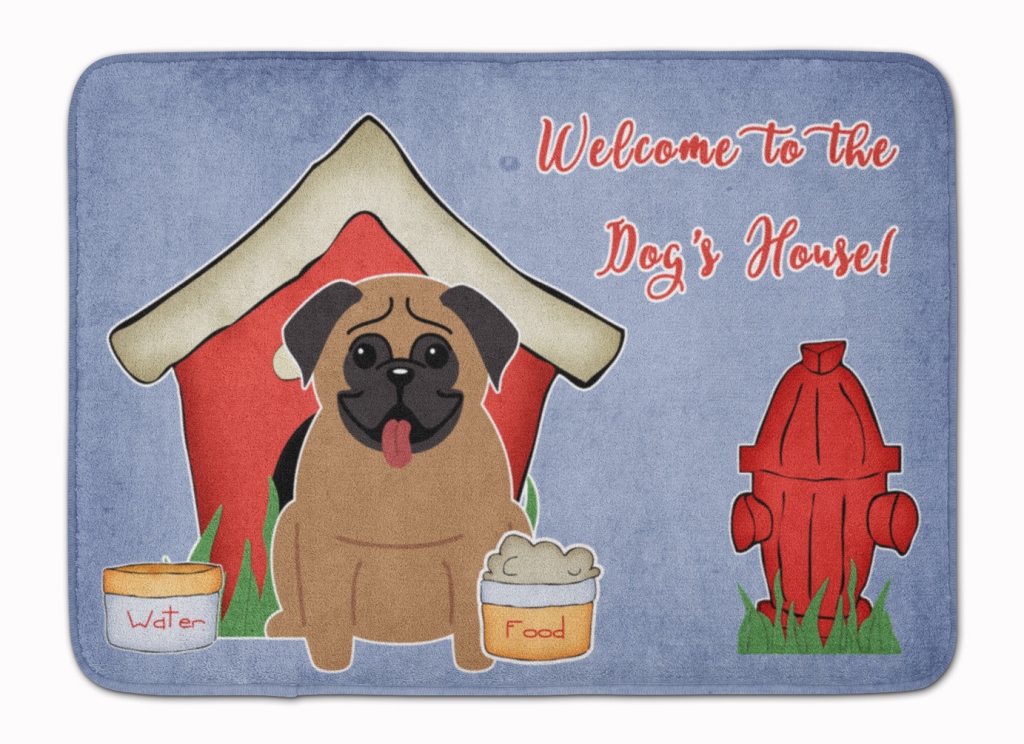 BB2759RUG Dog House Collection Pug Brown Machine Washable Memory Foam Mat