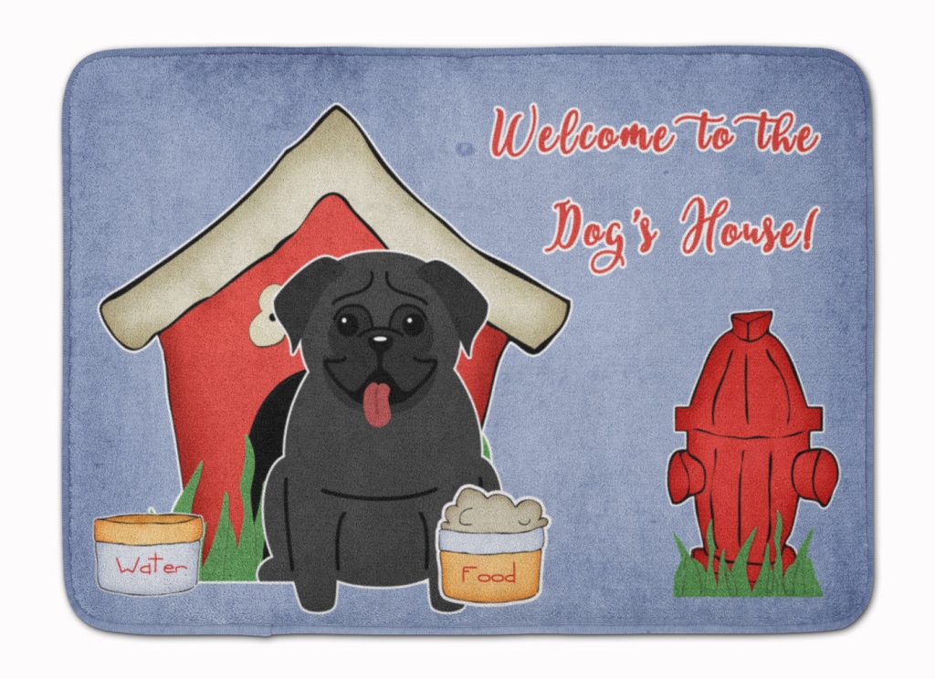 BB2760RUG Dog House Collection Pug Black Machine Washable Memory Foam Mat