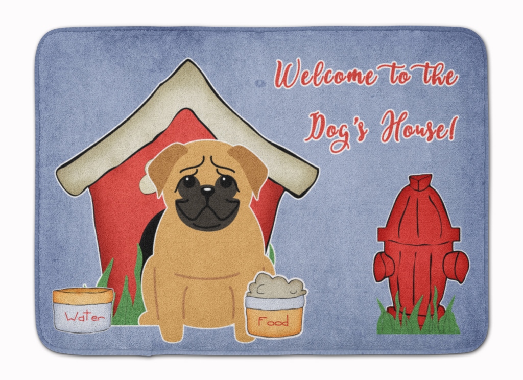 BB2761RUG Dog House Collection Pug Brown Machine Washable Memory Foam Mat