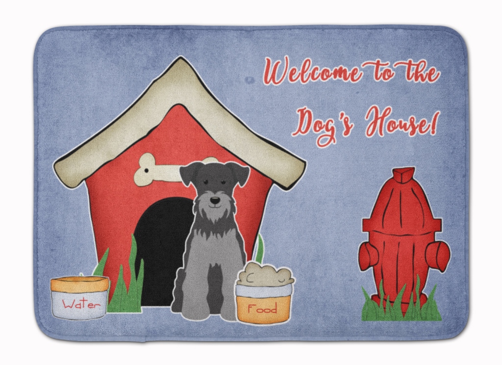 Dog House Miniature Schanuzer Black Machine Washable Memory Foam Mat