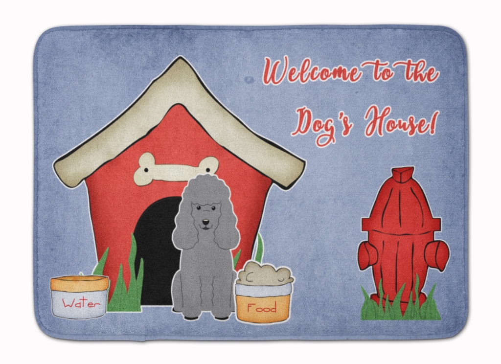 BB2822RUG Dog House Collection Poodle Silver Machine Washable Memory Foam Mat