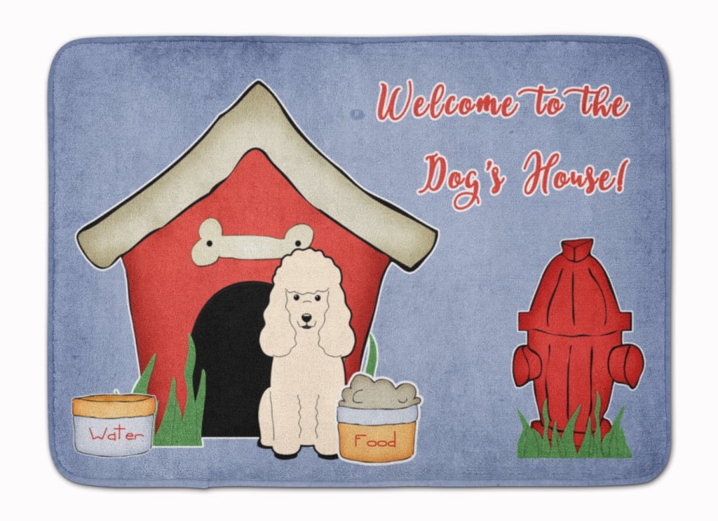 BB2824RUG Dog House Collection Poodle White Machine Washable Memory Foam Mat