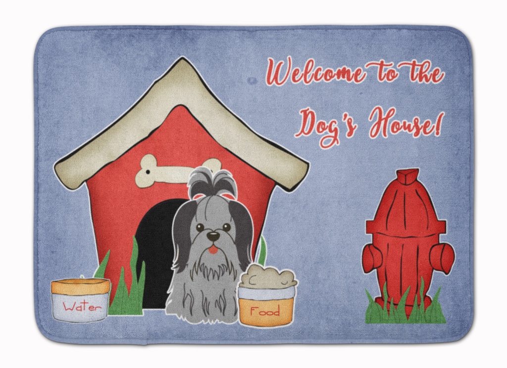 Dog House Shih Tzu Black & Silver Machine Washable Memory Foam Mat - Black & Silver - 19in. H x 0.25in. W x 27in. L