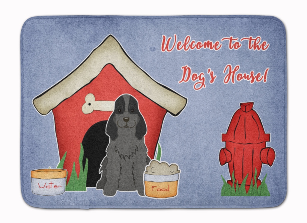 BB2846RUG Dog House Cocker Spaniel Black Machine Washable Memory Foam Mat