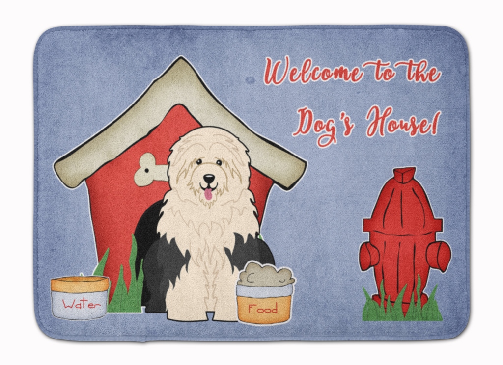 BB2850RUG Dog House Old English Sheepdog Machine Washable Memory Foam Mat