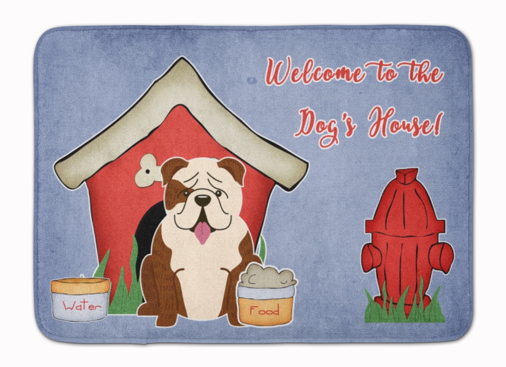 Picture of Carolines Treasures BB2875RUG Dog House English Bulldog Brindle White Machine Washable Memory Foam Mat