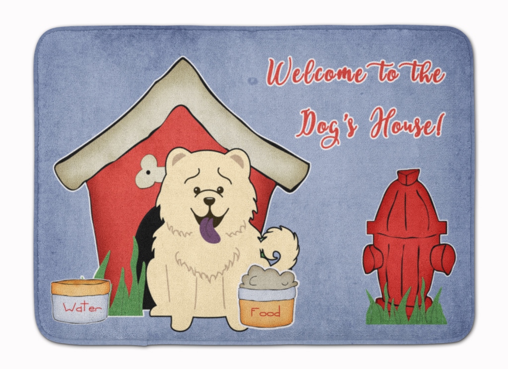 BB2894RUG Dog House Collection Chow Chow White Machine Washable Memory Foam Mat