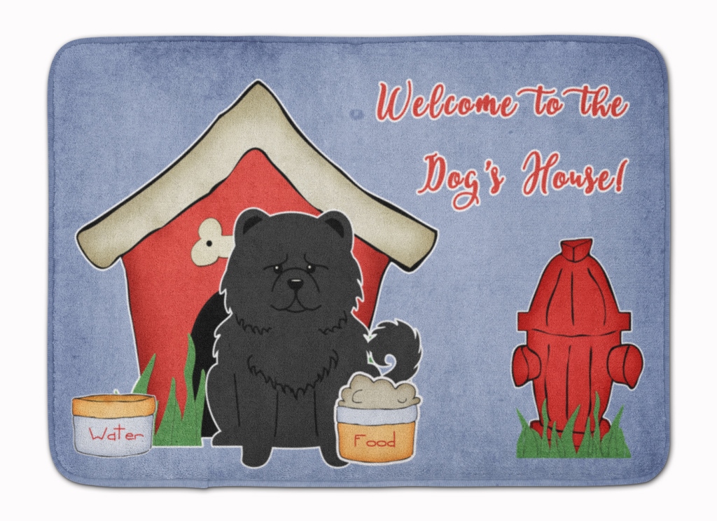 BB2897RUG Dog House Collection Chow Chow Black Machine Washable Memory Foam Mat