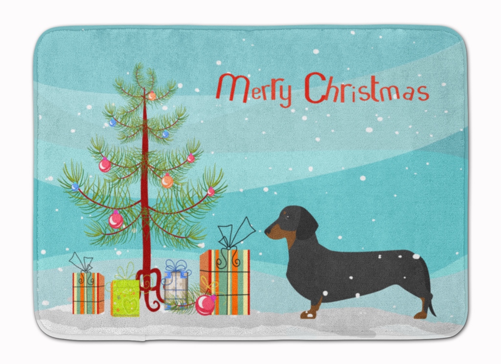 Dachshund Merry Christmas Tree Machine Washable Memory Foam Mat