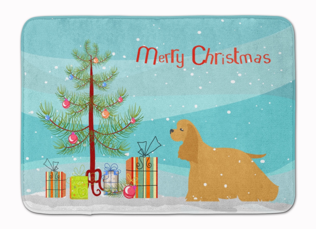 BB2904RUG Cocker Spaniel Merry Christmas Tree Machine Washable Memory Foam Mat