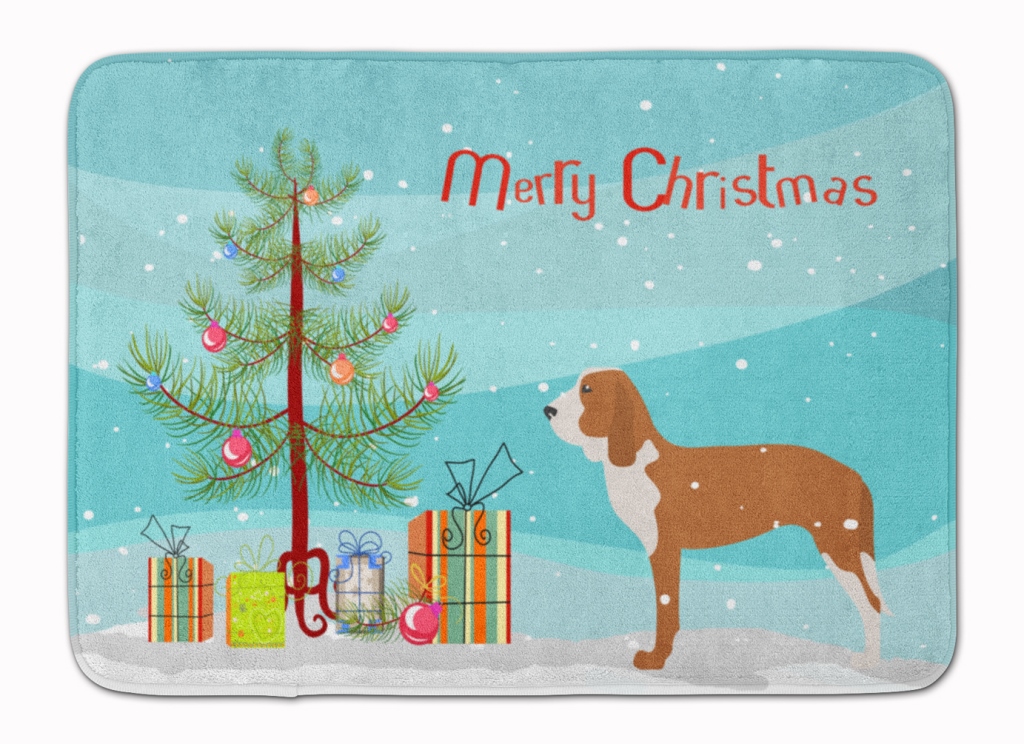 BB2909RUG Spanish Hound Merry Christmas Tree Machine Washable Memory Foam Mat