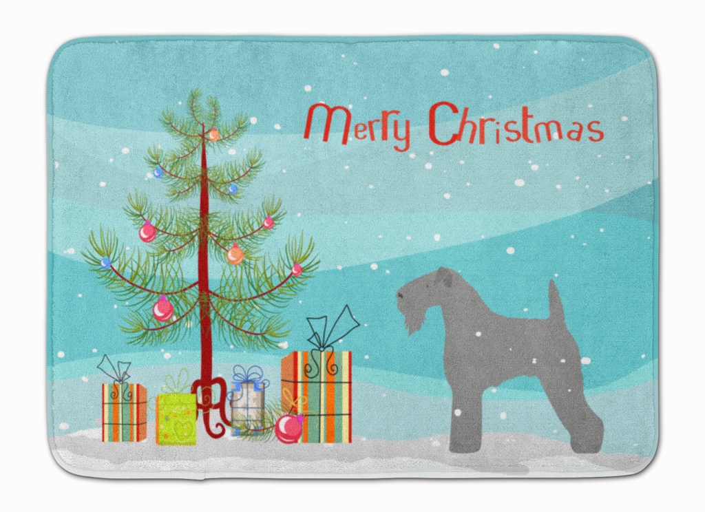 BB2910RUG Kerry Blue Terrier Merry Christmas Tree Machine Washable Memory Foam Mat