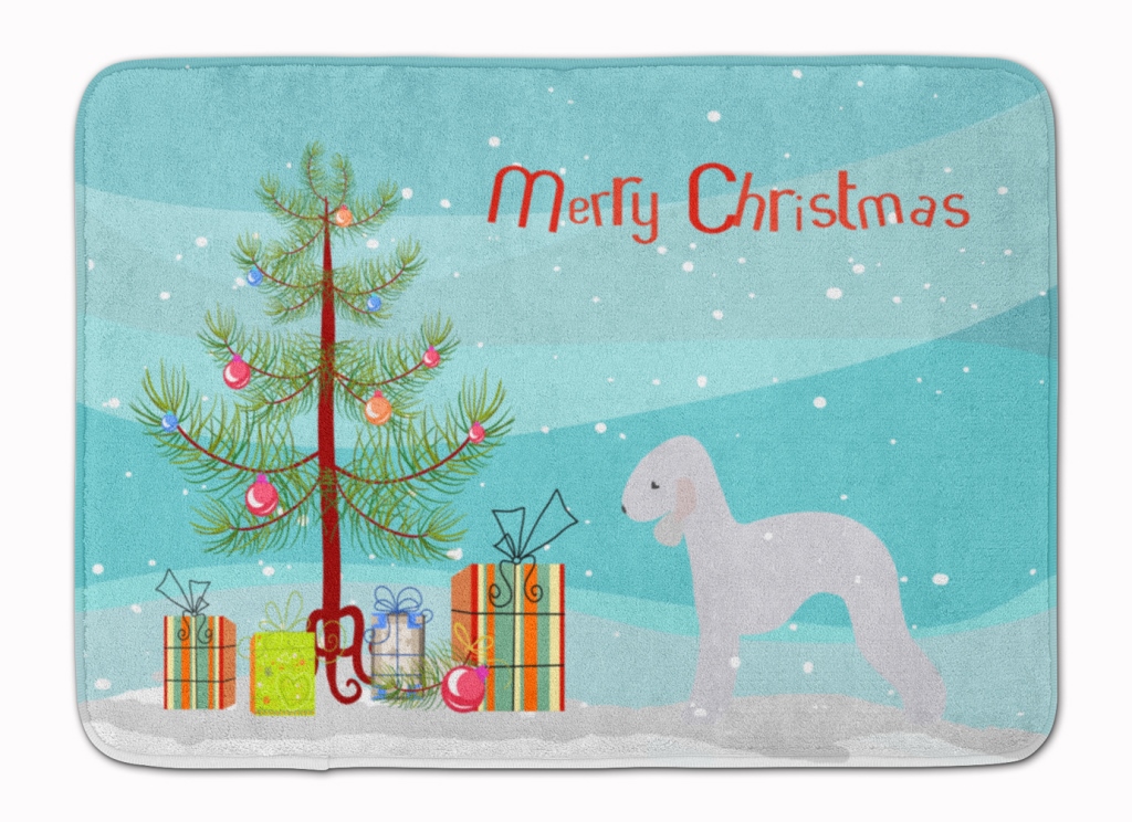 Bedlington Terrier Merry Christmas Tree Machine Washable Memory Foam Mat