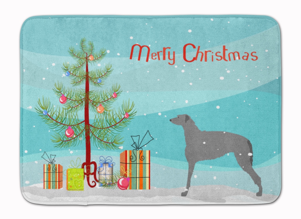 BB2914RUG Scottish Deerhound Merry Christmas Tree Machine Washable Memory Foam Mat