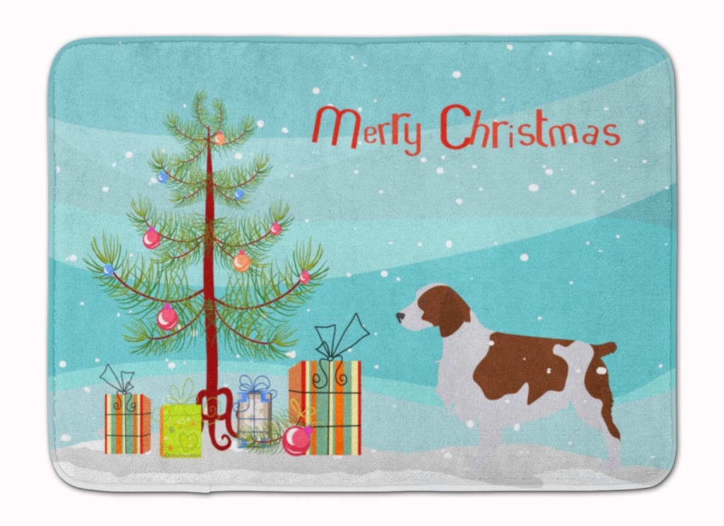 BB2918RUG Welsh Springer Spaniel Christmas Tree Machine Washable Memory Foam Mat