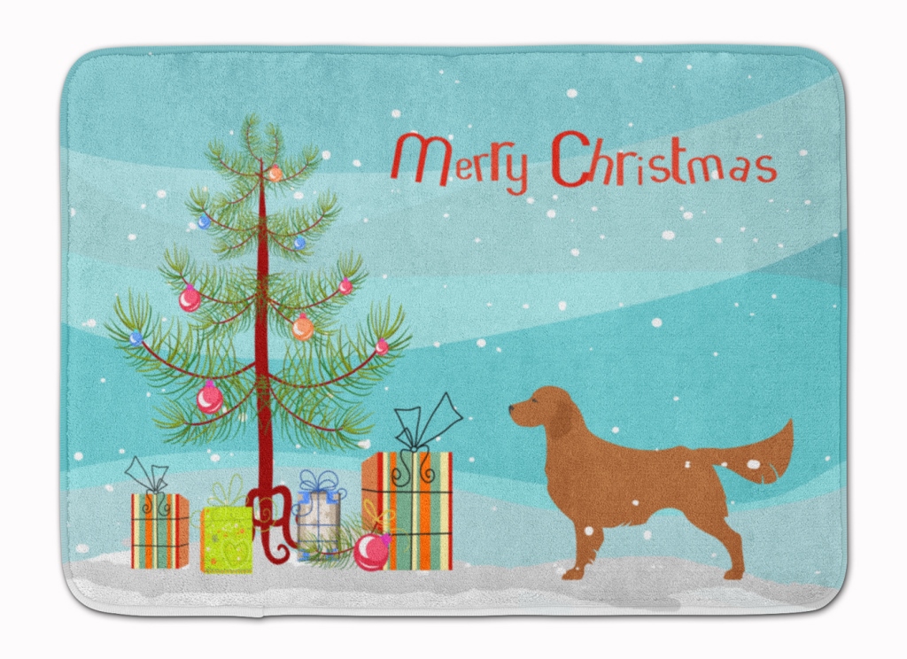 BB2922RUG Golden Retriever Merry Christmas Tree Machine Washable Memory Foam Mat
