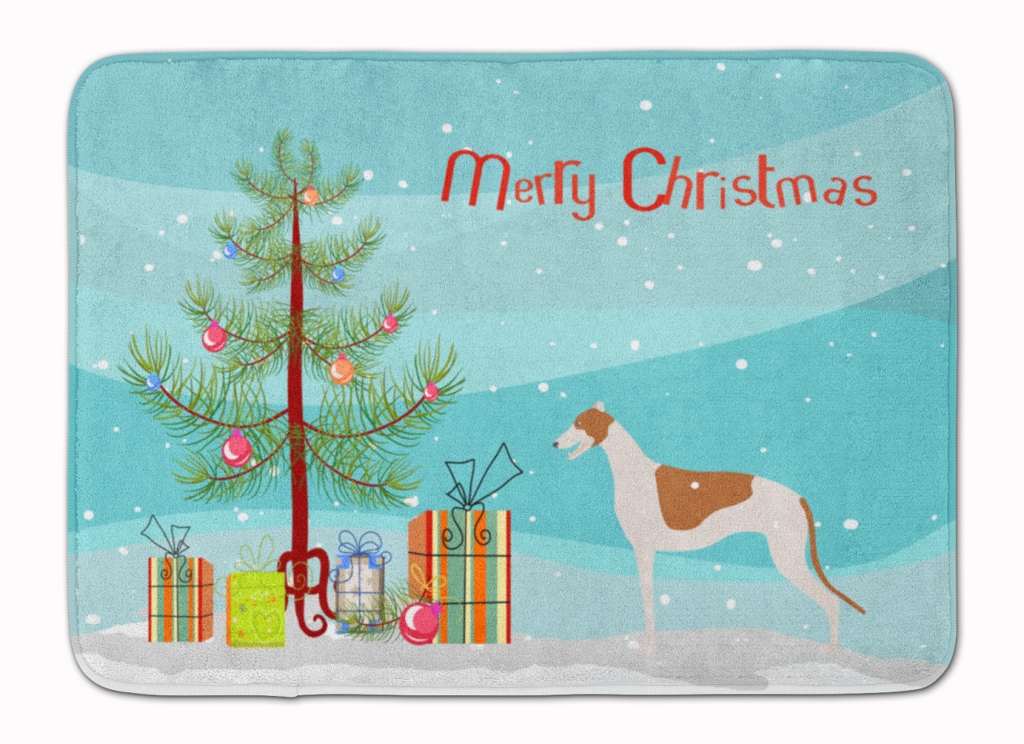 BB2923RUG Greyhound Merry Christmas Tree Machine Washable Memory Foam Mat