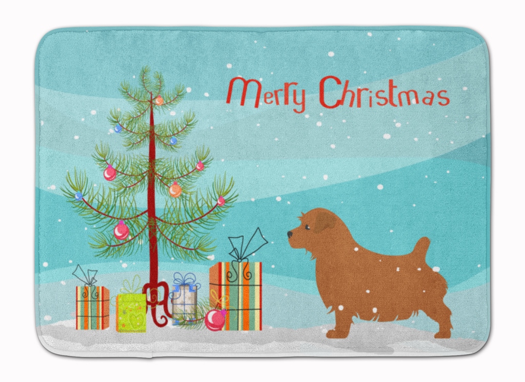 BB2927RUG Norfolk Terrier Merry Christmas Tree Machine Washable Memory Foam Mat