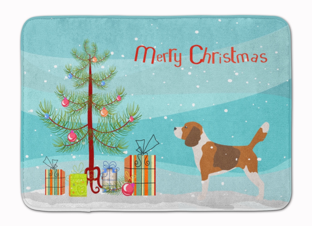 BB2928RUG Beagle Merry Christmas Tree Machine Washable Memory Foam Mat