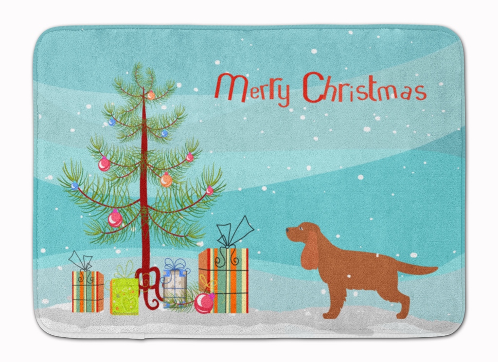 BB2930RUG English Cocker Spaniel Christmas Tree Machine Washable Memory Foam Mat