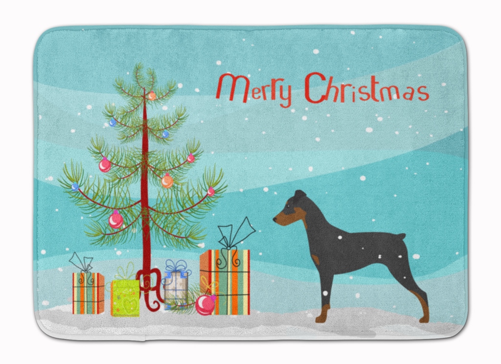 BB2931RUG German Pinscher Merry Christmas Tree Machine Washable Memory Foam Mat