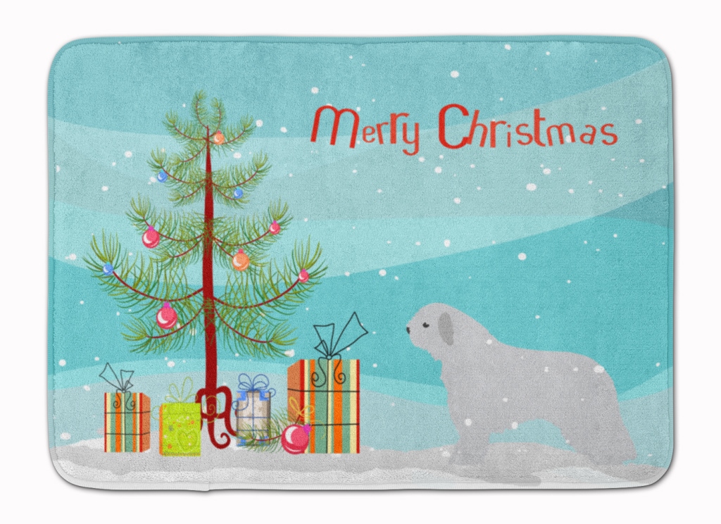 Spanish Water Dog Merry Christmas Tree Machine Washable Memory Foam Mat