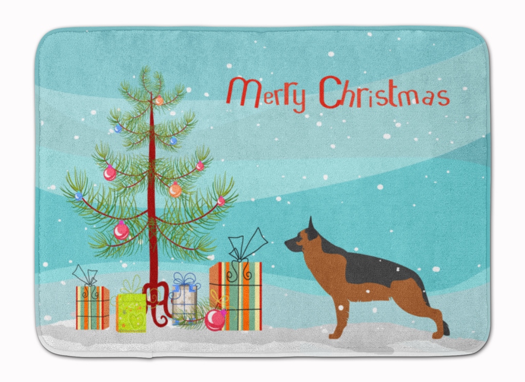 BB2942RUG German Shepherd Merry Christmas Tree Machine Washable Memory Foam Mat