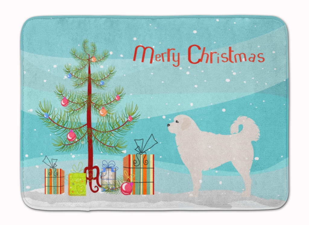 BB2945RUG Polish Tatra Sheepdog Christmas Tree Machine Washable Memory Foam Mat