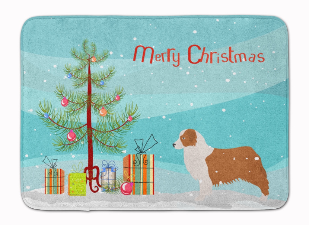 BB2951RUG Australian Shepherd Dog Christmas Tree Machine Washable Memory Foam Mat