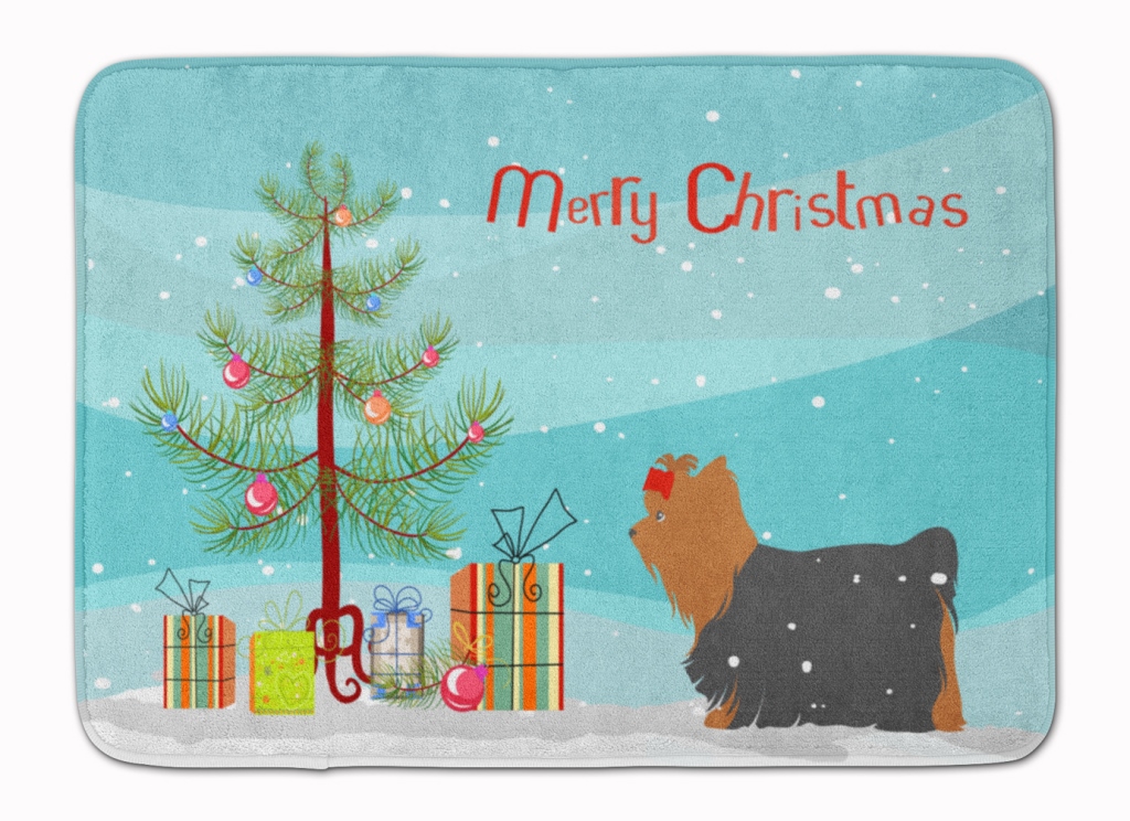 Yorkshire Terrier Yorkie Christmas Tree Machine Washable Memory Foam Mat