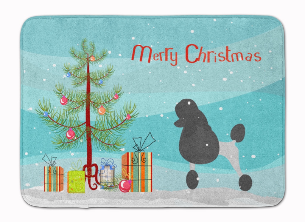 BB2957RUG Poodle Merry Christmas Tree Machine Washable Memory Foam Mat
