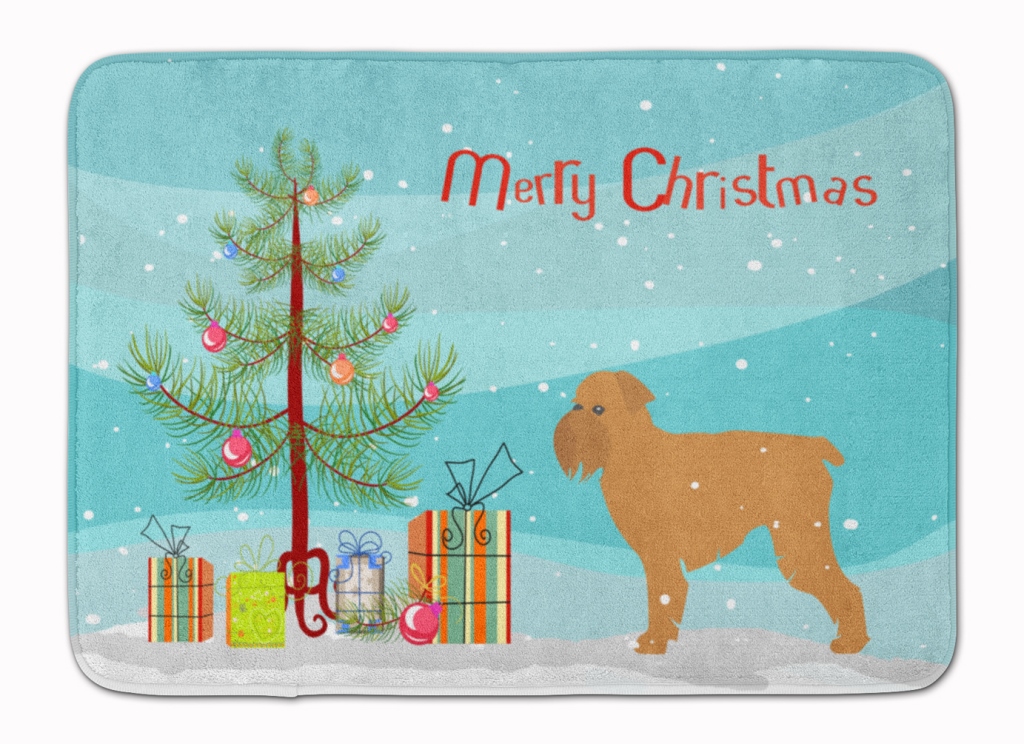 BB2958RUG Brussels Griffon Merry Christmas Tree Machine Washable Memory Foam Mat