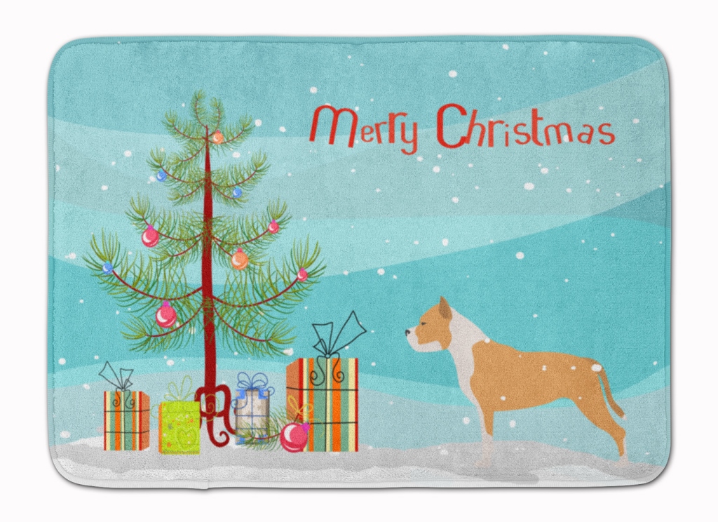 Staffordshire Bull Terrier Christmas Machine Washable Memory Foam Mat