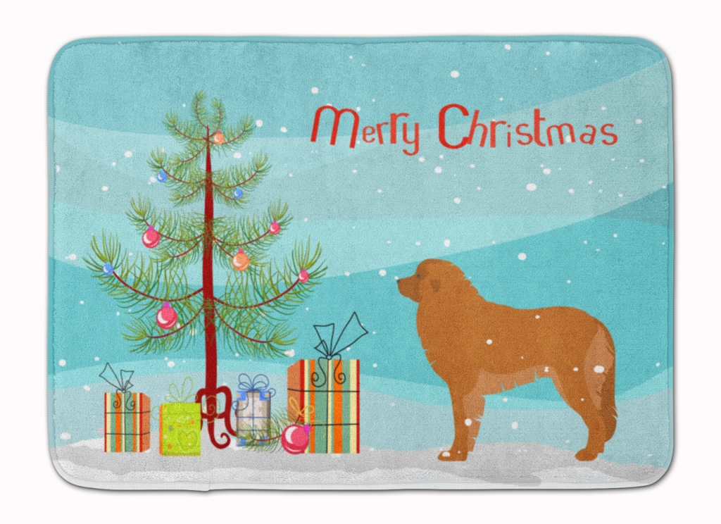 BB2976RUG Leonberger Merry Christmas Tree Machine Washable Memory Foam Mat