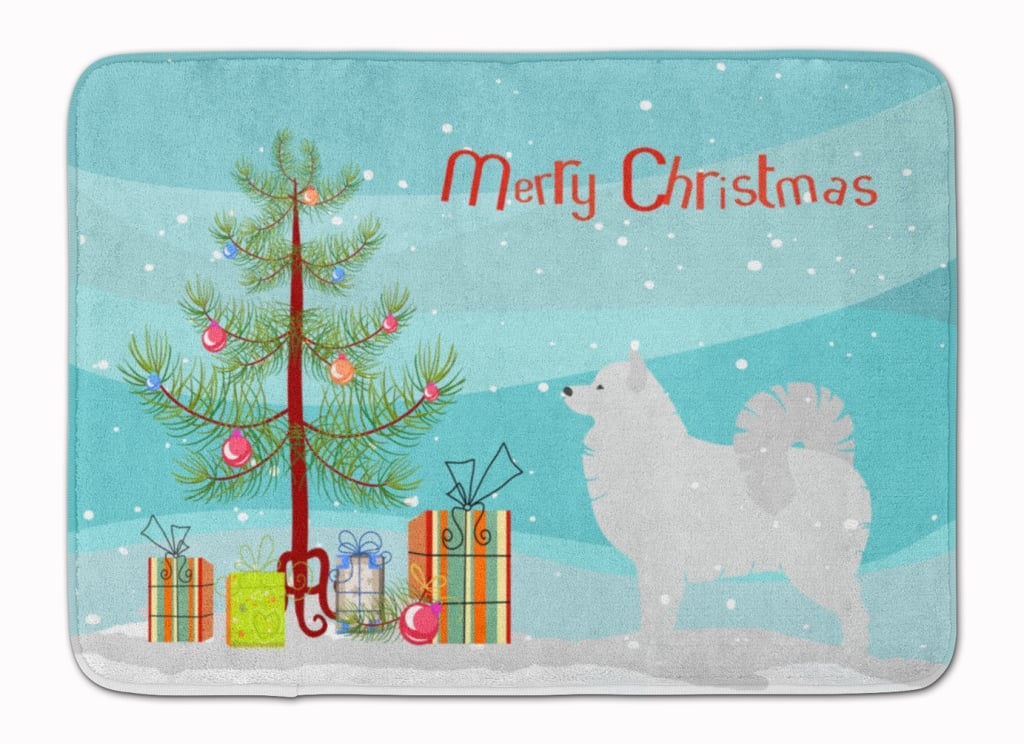 BB2977RUG Samoyed Merry Christmas Tree Machine Washable Memory Foam Mat