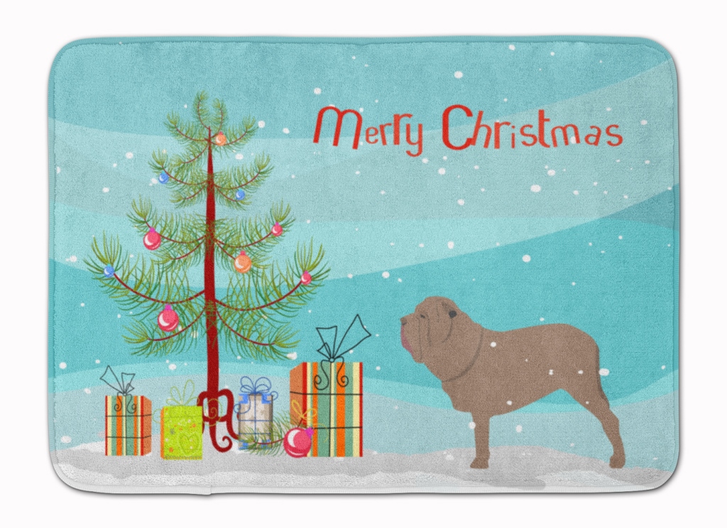 Neapolitan Mastiff Merry Christmas Tree Machine Washable Memory Foam Mat