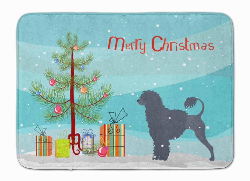 BB2986RUG Portuguese Water Dog Christmas Tree Machine Washable Memory Foam Mat