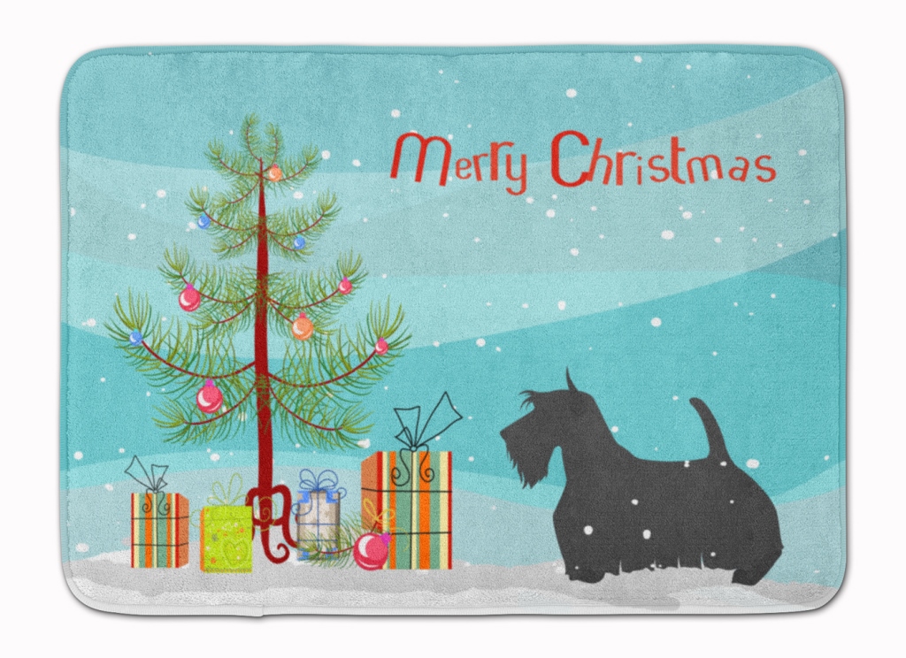 BB2987RUG Scottish Terrier Merry Christmas Tree Machine Washable Memory Foam Mat