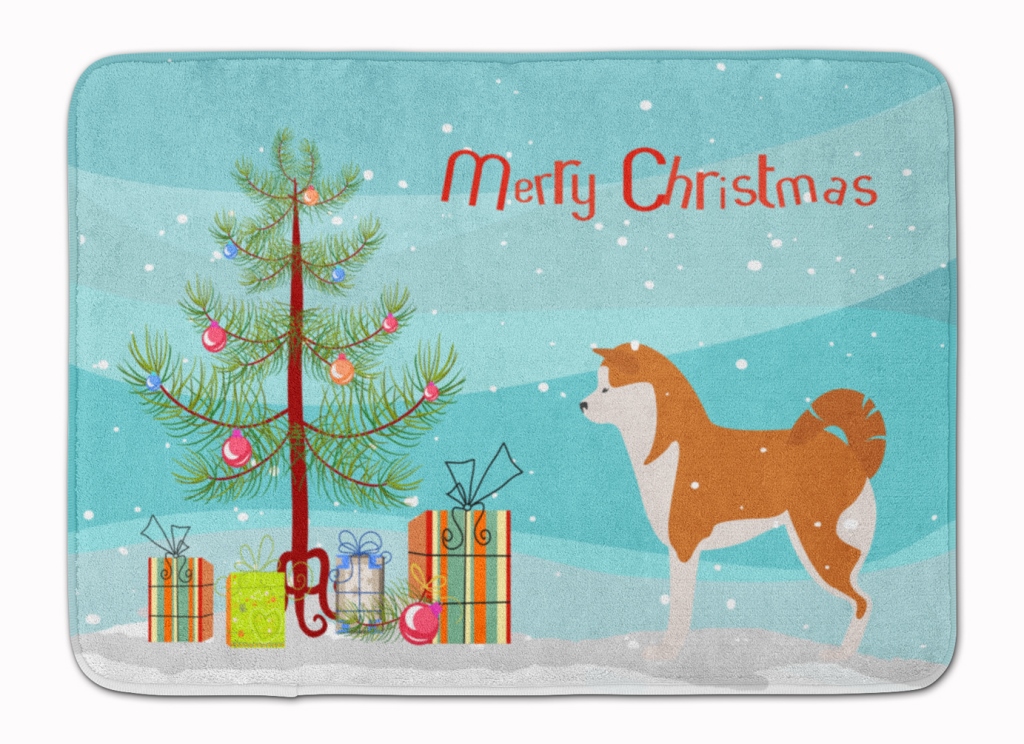BB2990RUG Akita Merry Christmas Tree Machine Washable Memory Foam Mat
