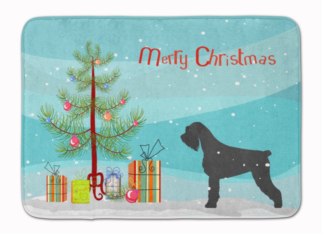 BB2991RUG Giant Schnauzer Merry Christmas Tree Machine Washable Memory Foam Mat