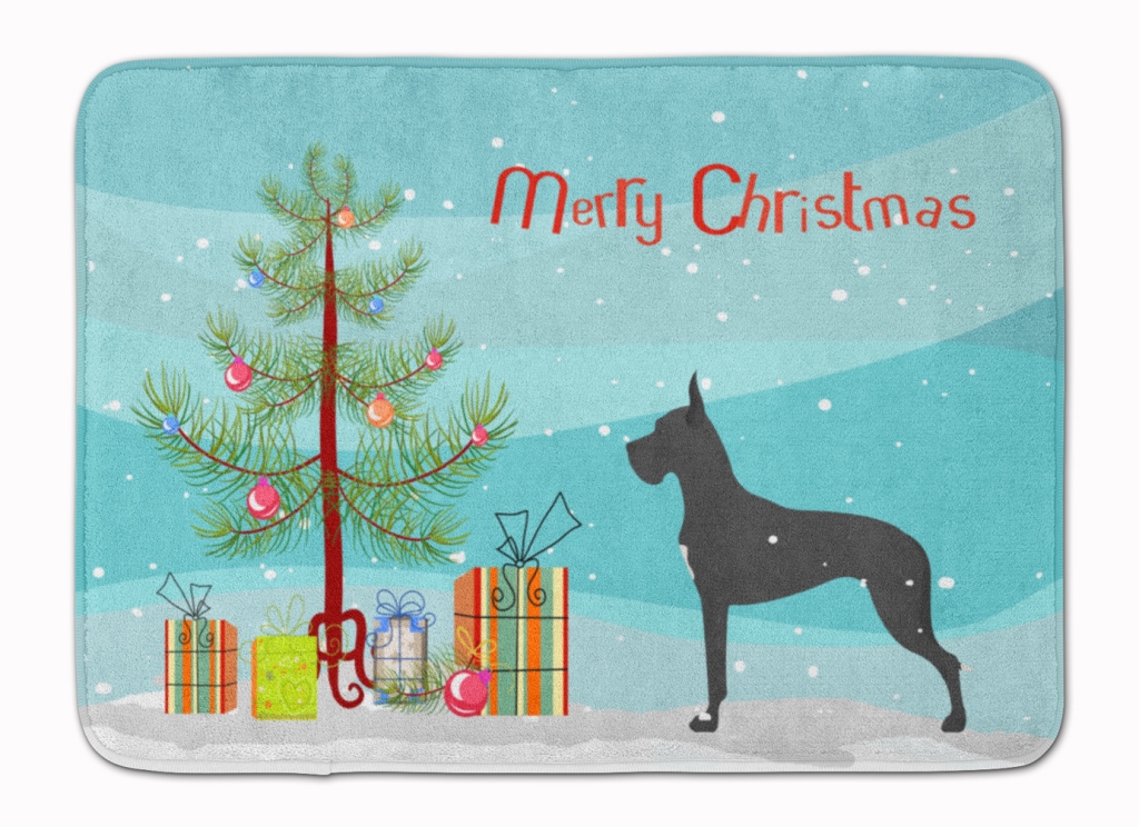 BB2993RUG Great Dane Merry Christmas Tree Machine Washable Memory Foam Mat